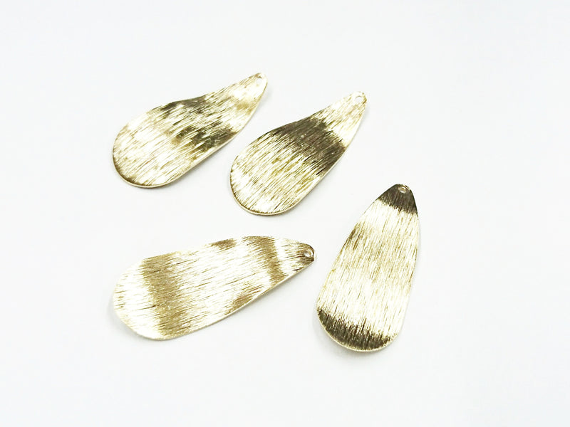水滴形彎曲銅片, 16x37.5mm, 黃銅色, 6個