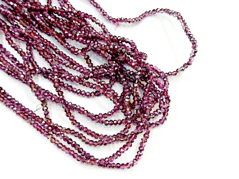 玻璃珠, 2x3mm, 切面扁珠, 酒紅色 (染色)