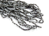 Glass beads 3x3.5mm faceted rondelle, opaque off-white with half coat Gunmetal | 玻璃珠, 3x3.5mm, 切面扁珠, 蛋白+半鍍槍黑色