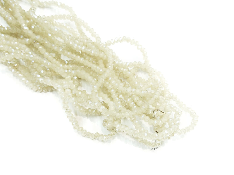 玻璃珠, 2x3mm, 切面扁珠, 鍍面果凍淡黃 (#753L)