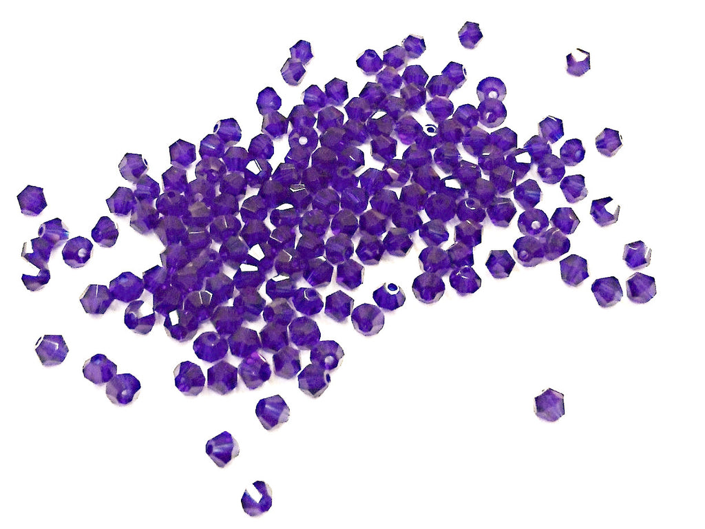 Bicone Glass Bead, 3mm, dark blue, 144 Pcs | 雙尖水晶玻璃, 3mm, 深藍, 144粒