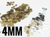 Clearance, Brass sequins, 4mm, 2 holes, 200 pcs | 特價, 圓銅片, 4mm, 雙孔, 200個