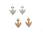 Cubic Zirconia Link, 16x24mm Anchor, Price Per Piece - amakeit bead 天富