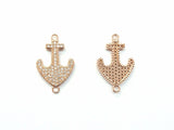 Cubic Zirconia Link, 16x24mm Anchor, Price Per Piece - amakeit bead 天富