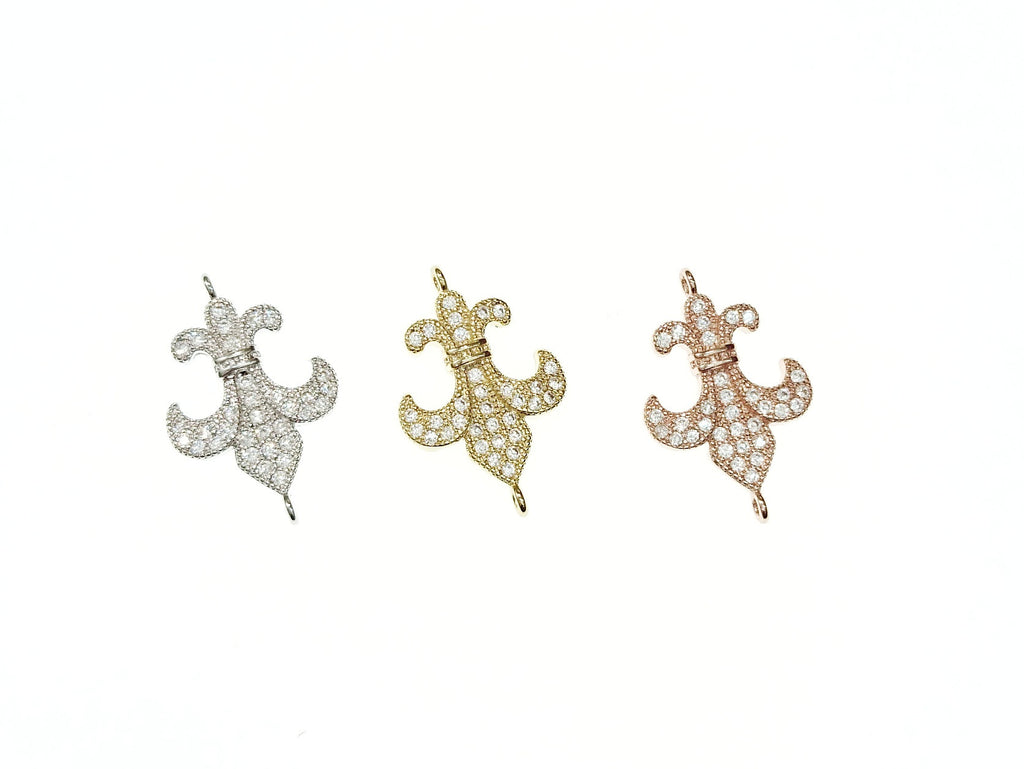 Cubic Zirconia Link, 17mm Spearhead Charm, Price Per Piece - amakeit bead 天富