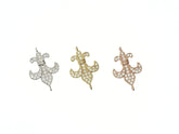 Cubic Zirconia Link, 17mm Spearhead Charm, Price Per Piece - amakeit bead 天富