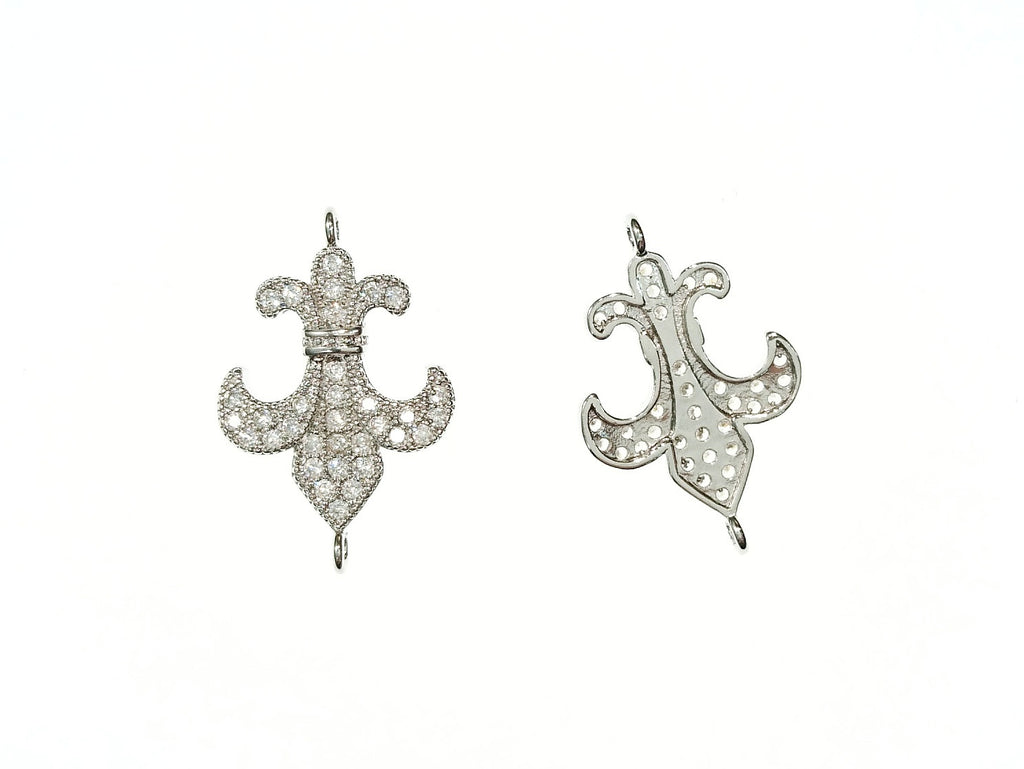 Cubic Zirconia Link, 17mm Spearhead Charm, Price Per Piece - amakeit bead 天富