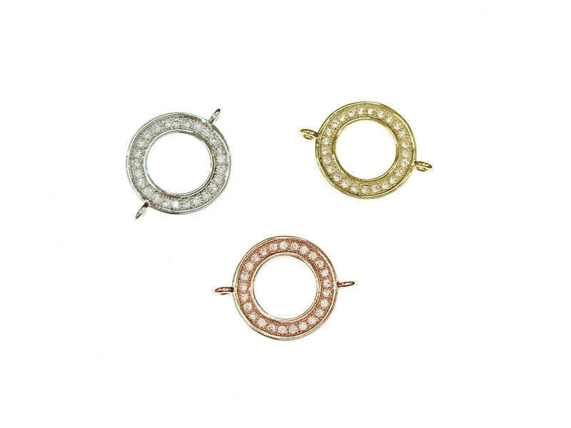 Cubic Zirconia Link, 14mm Round Charm, Price Per Piece - amakeit bead 天富