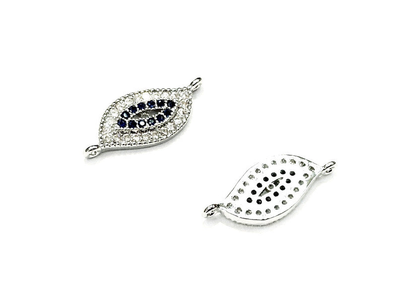 Cubic Zirconia Link, 7x18mm Turkish evil eye, Price Per Piece - amakeit bead 天富