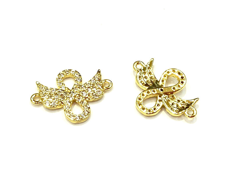Cubic Zirconia Link, 14x19mm Wing, Price Per Piece - amakeit bead 天富