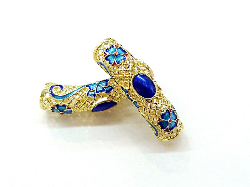 Bugle Findings, Brass, Enamel, 10x42mm, Fit 6mm cord, Price Per Piece - amakeit bead 天富