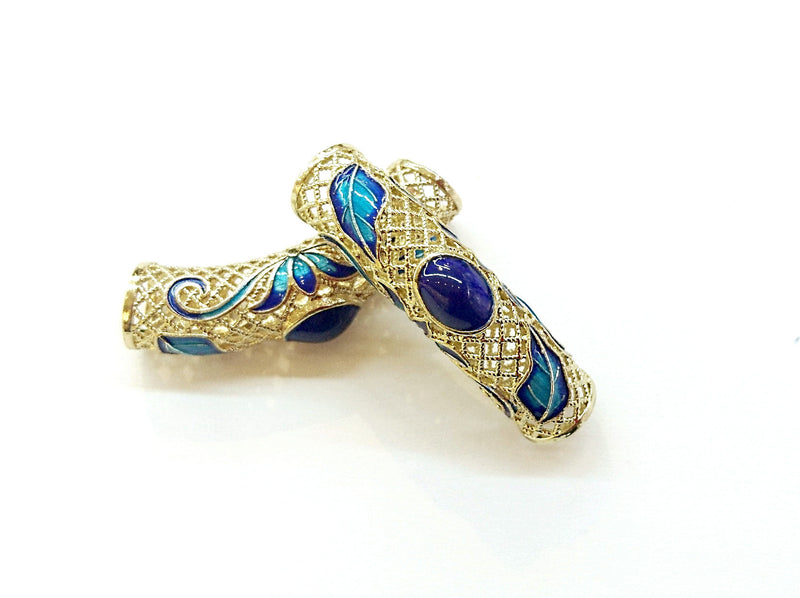 Bugle Findings, Brass, Enamel, 10x42mm, Fit 6mm cord, Price Per Piece - amakeit bead 天富