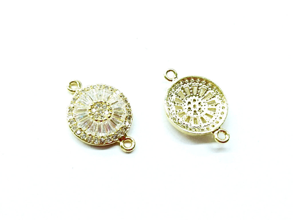 Cubic Zirconia Link, 15mm Round, Price Per Piece - amakeit bead 天富