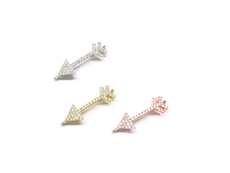 銅連接配件, 方晶鋯石, 7x22mm, 箭頭, 1個