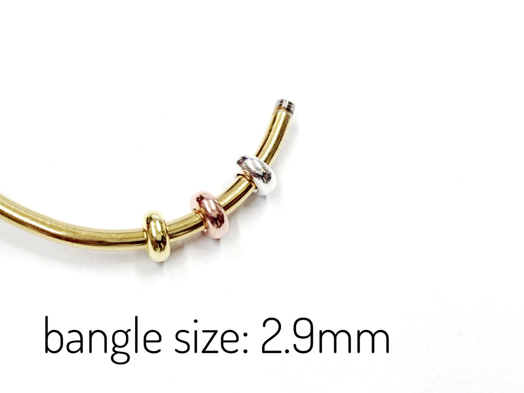 Sterling Silver Stopper Spacer Beads, 3x7mm, Rondelle, 2 Pieces | 925銀隔珠, 可定位, 2粒