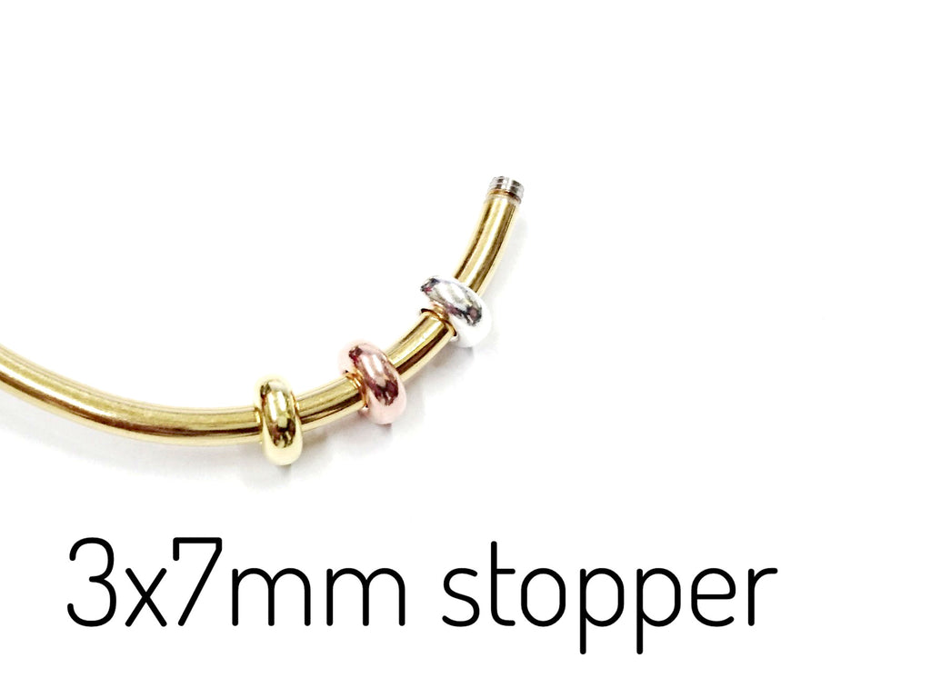 Sterling Silver Stopper Spacer Beads, 3x7mm, Rondelle, 2 Pieces | 925銀隔珠, 可定位, 2粒