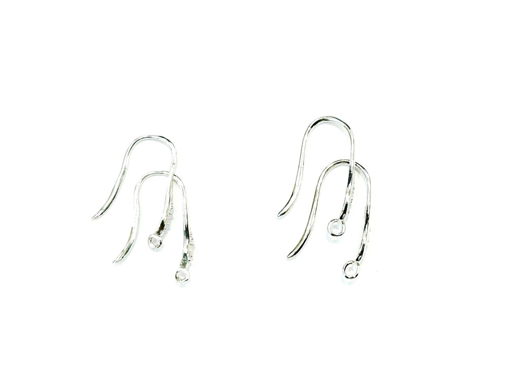 Earring Hook, Sterling Silver, Platinum color, clear CZ stones | 925銀閃石耳勾, 有圈