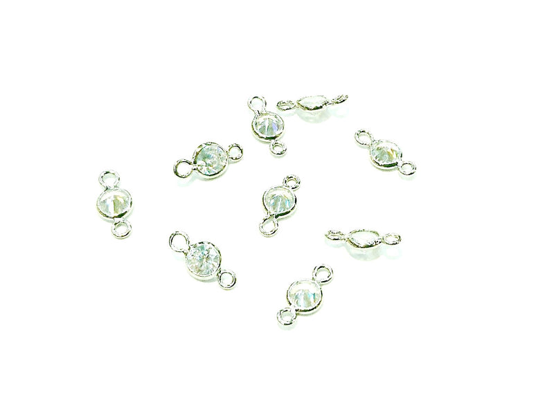 連接配件, 銅邊, 方晶鋯石, 4.5mm, 4個