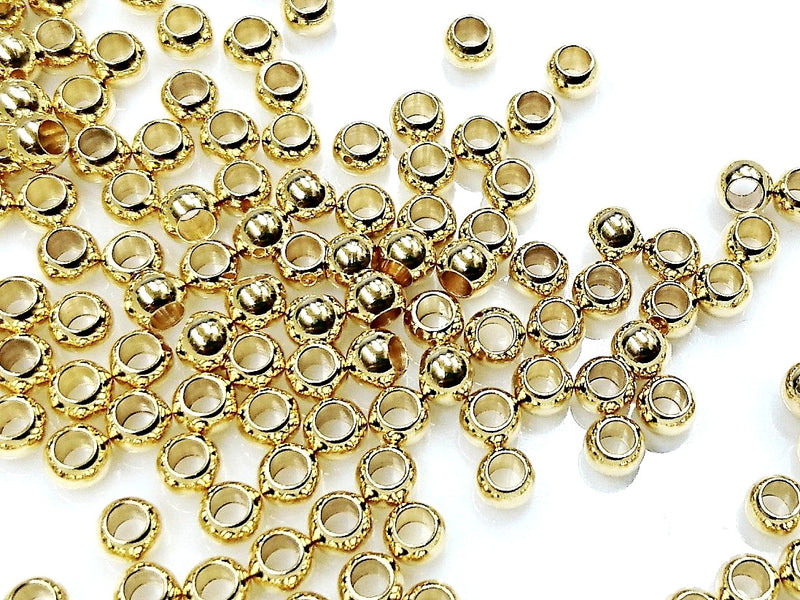 不鏽鋼珠, 金色, 4mm, 實心, 2mm孔, 36粒