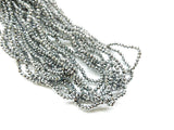 Glass beads, 3x3.5mm faceted rondelle, Metallic silver (#31) | 玻璃珠, 3x3.5mm, 切面扁珠, 金屬銀 (#31)