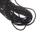 Glass beads, 3x3.5mm faceted rondelle, Solid Black (#02) | 玻璃珠, 3x3.5mm, 切面扁珠, 實黑色 (#02)