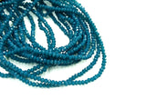 Glass beads, 2x3mm faceted rondelle, Opaque Teal (#562) | 玻璃珠, 2x3mm, 切面扁珠, 果凍藍綠色 (#562)