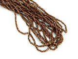 Glass beads, 3x3.5mm faceted rondelle, Dark antique copper (#39A) | 玻璃珠, 3x3.5mm, 切面扁珠, 深紅古銅 (#39A)