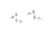 Stud Earring, Imitation Platinum, 3mm/4mm Clear Cubic Zirconia, 1 Pair | 閃石耳鐶, 3mm/4mm鋯石, 有圈, 白金色, 1對