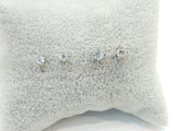Stud Earring, Imitation Platinum, 3mm/4mm Clear Cubic Zirconia, 1 Pair | 閃石耳鐶, 3mm/4mm鋯石, 有圈, 白金色, 1對