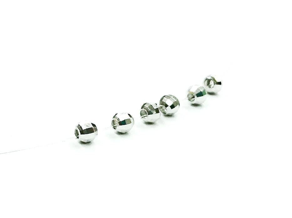 Beads, Sterling Silver, Facet-cut, Multi-cut, 3mm | 925銀珠, 3mm批花圓珠