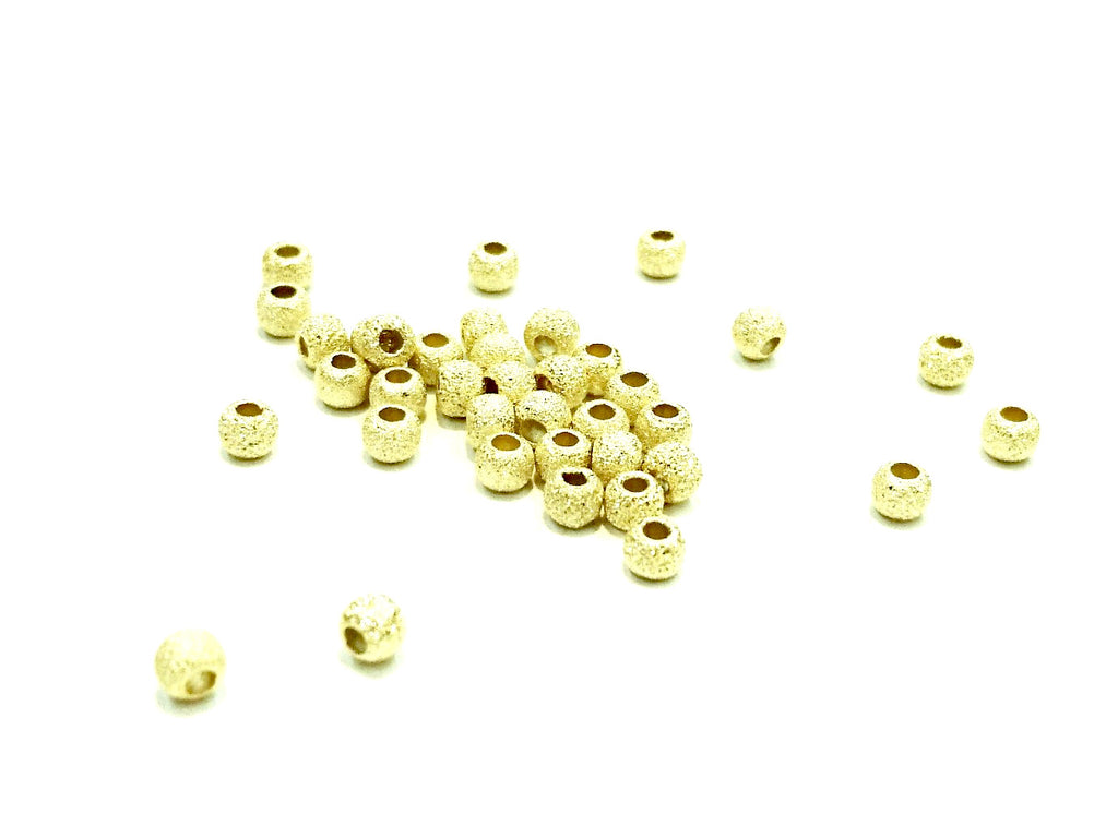 Beads, Sterling Silver, Stardust, 2.5mm | 925銀珠, 2.5mm噴砂圓珠