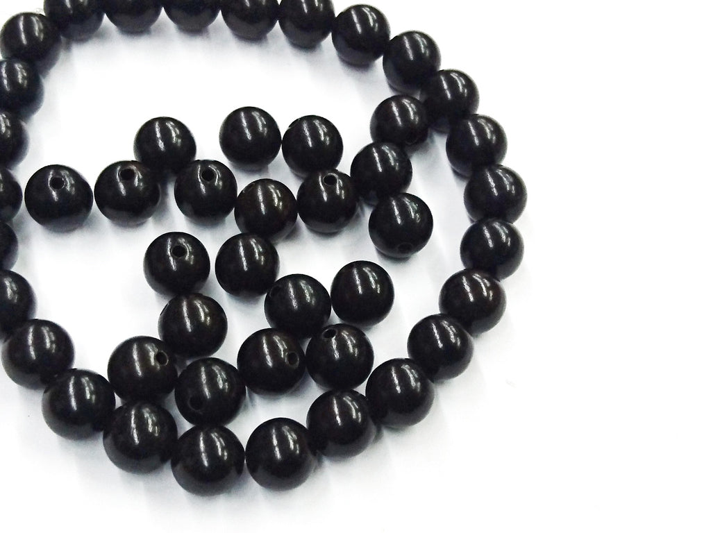 Wood beads, 8mm, 10mm, Round, Blackwood, Price per Pack | 木珠, 8mm/10mm圓, 黑木, 散珠包裝