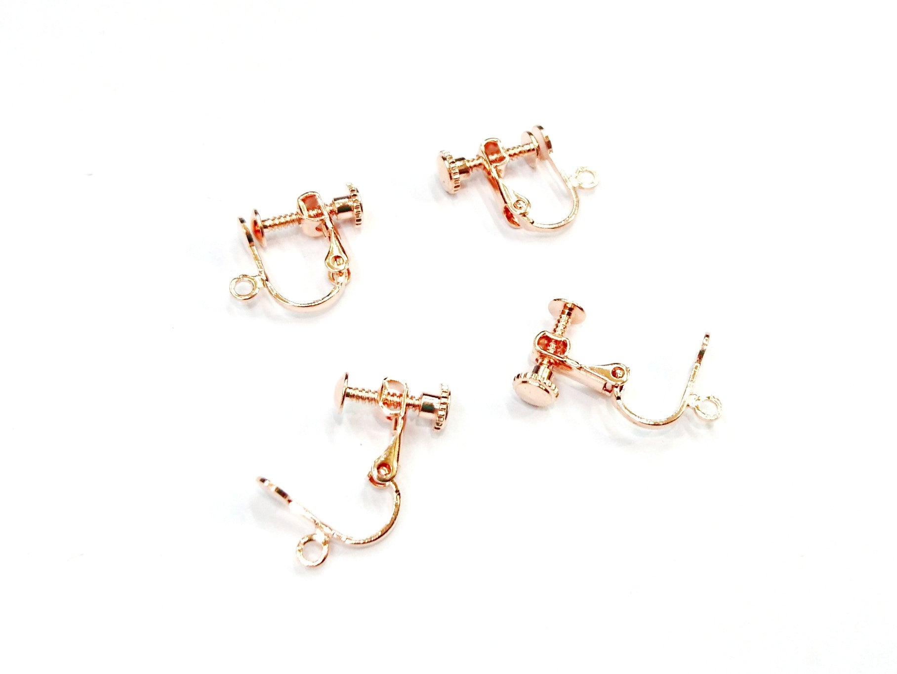 Earring, Clip On Earrings, Screw back clips, Price Per 3 Pairs | 耳夾, 擰螺絲,  3對 - rose gold color