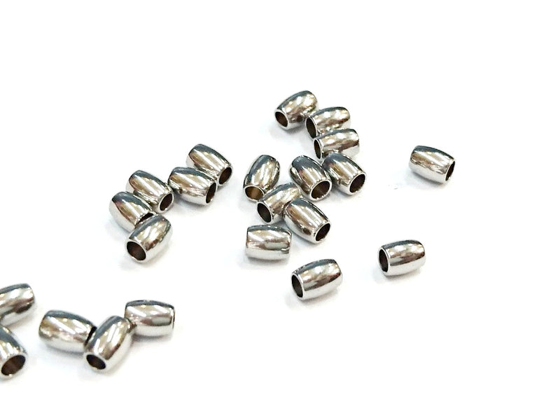 不鏽鋼珠, 3x4mm, 橢圓形/桶形, 24粒