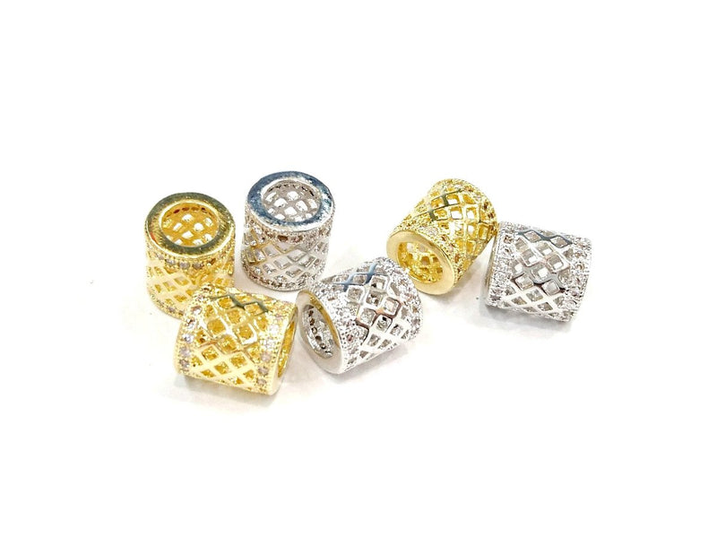 方晶鋯石銅珠, 8x8mm, 管珠, 1個