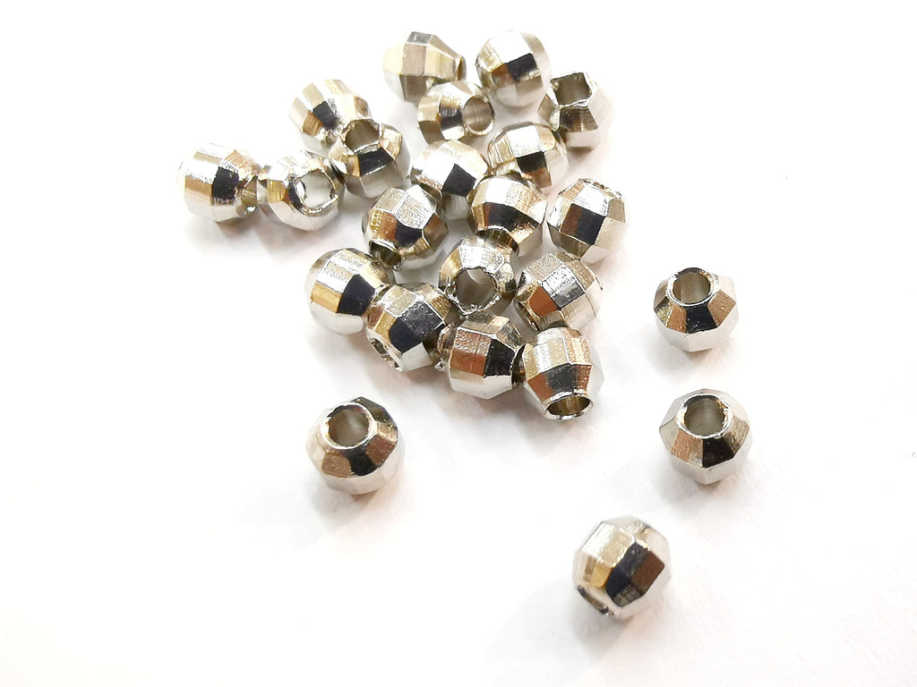 Brass beads, 4mm, faceted round | 銅珠, 4mm實心切面銅珠