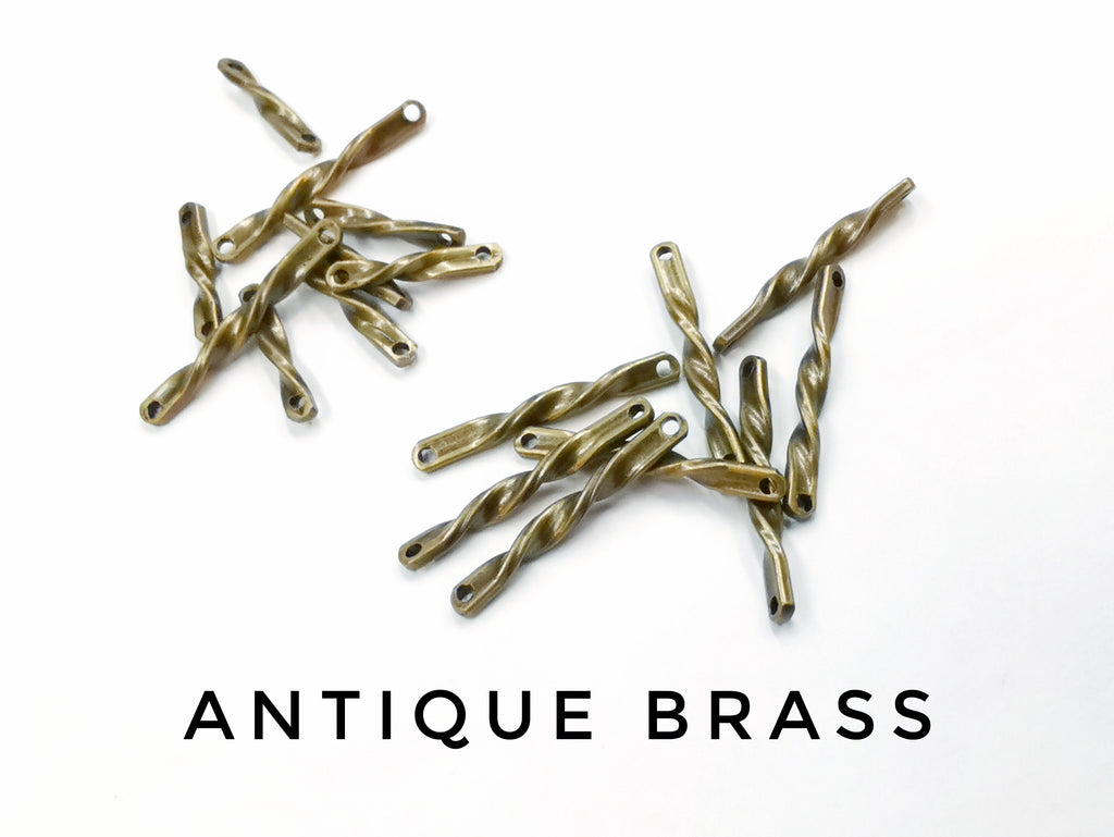 Connector, Brass, 2 Holes, Sideways Stick Connector, 14/21mm | 連接件, 銅, 2孔, 14/21mm