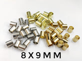 Connector, brass tube, centre hole (2 holes), 8x9mm | 連接件, 銅管, 中孔(2孔), 8x9mm