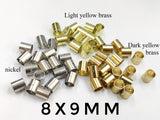 Connector, brass tube, centre hole (2 holes), 8x9mm | 連接件, 銅管, 中孔(2孔), 8x9mm
