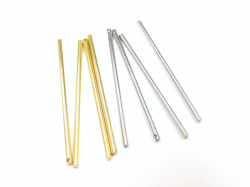 Brass Charm, 2x50mm, round solid bar, 1-hole, 10 pcs | 銅管, 2x50mm, 單孔, 10個