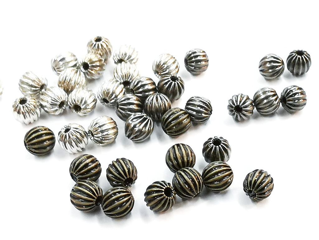 Brass Beads, Corrugated Round, 5mm, 72 Pcs | 銅西瓜珠, 5mm, 72個