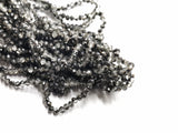 Glass beads 3x4mm faceted rondelle, Clear x Half Plated Gunmetal | 玻璃珠, 3x4mm, 切面扁珠, 透明白x半鍍槍黑色