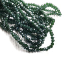 Glass beads, 3x4mm faceted rondelle, Opaque dark green, Lustre (#528L) | 玻璃珠, 3x4mm, 切面扁珠, 鍍面果凍深綠色, (#528L)