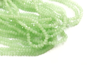 玻璃珠, 3x3.5mm, 切面扁珠, 果凍綠 (#53), 110粒