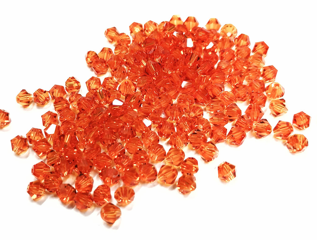Bicone Glass Bead, 5mm, Orange, 72 pcs | 雙尖水晶玻璃, 5mm, 橙色, 72粒