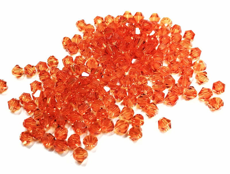 雙尖水晶玻璃, 5mm, 橙色, 72粒
