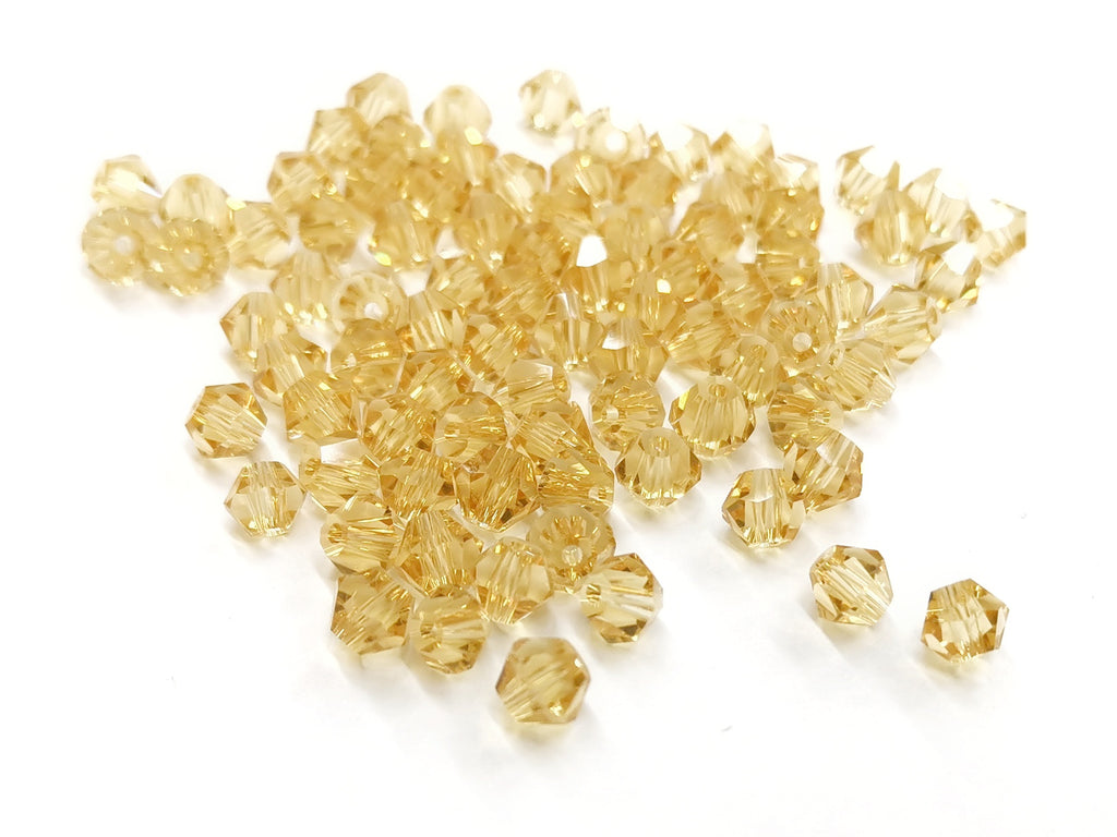 Bicone Glass Bead, 6mm, PaleGoldenrod, 72 Pcs | 雙尖水晶玻璃, 6mm, 金香檳, 72粒
