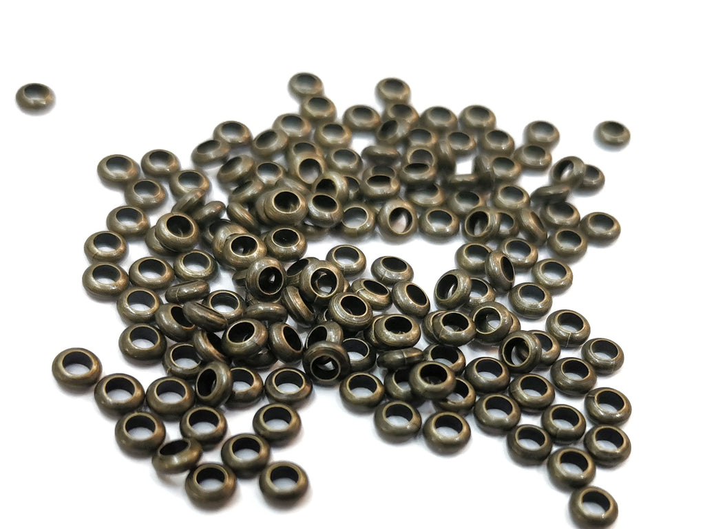 Bead, Brass, 1.5x3.5mm, 1.9mm hole | 銅珠, 圓扁珠, 1.5x3.5mm, 1.9mm孔