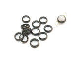 Brass Bead, Round Bead Frame, Dark Pewter, 6mm, 10pcs | 雙孔銅圈, 深黑叻色, 6mm, 10個