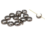 Brass Bead, Round Bead Frame, Dark Pewter, 5mm, 12pcs | 雙孔銅圈, 深黑叻色, 5mm, 12個